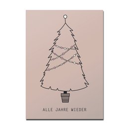 Postcard Christmas tree old pink, Every year again