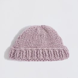 “Mama's Beanie” alpaca wool knitted ribbed edge hat lavender