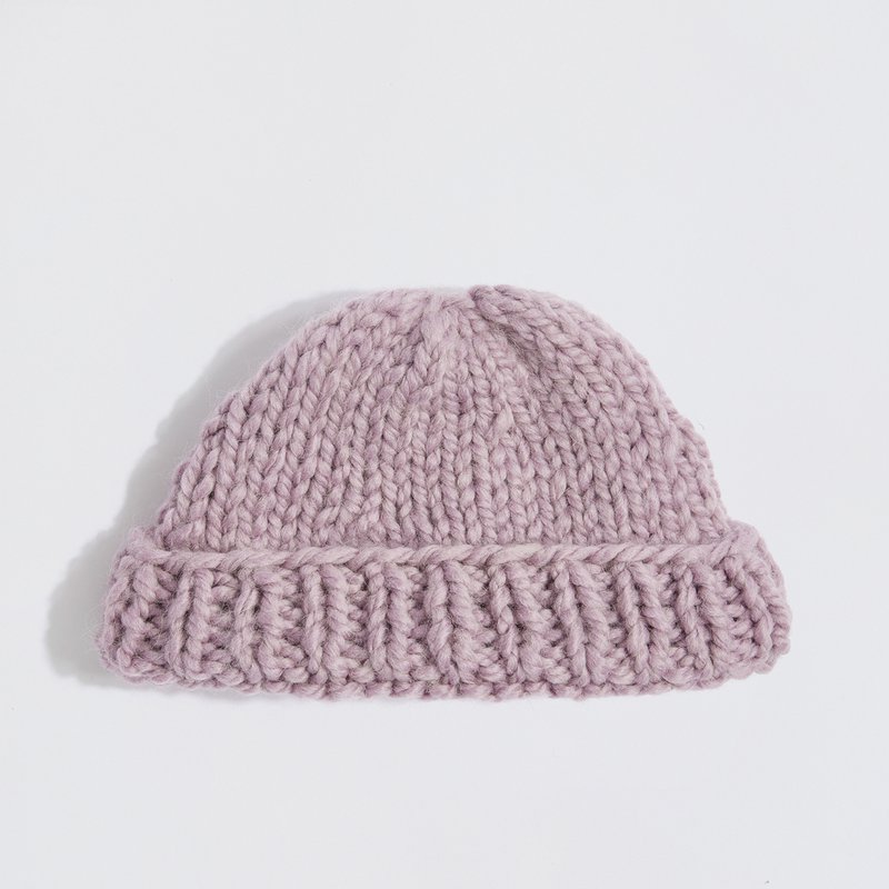 “Mama's Beanie” alpaca wool knitted ribbed edge hat lavender