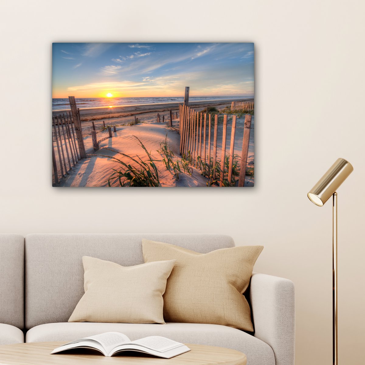 Leinwand Malerei - Wanddekoration - Strand - Meer - Dune - Sonnenuntergang - Landschaft