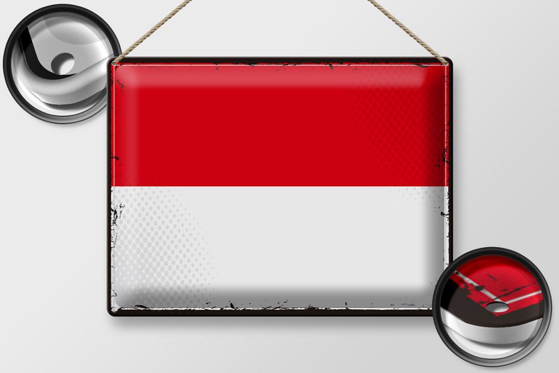 Tin Sign Flag Indonesia 40x30cm Retro Flag Indonesia