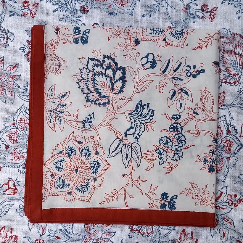 Serviette 'Fleur' ​​Rouge/Bleu
