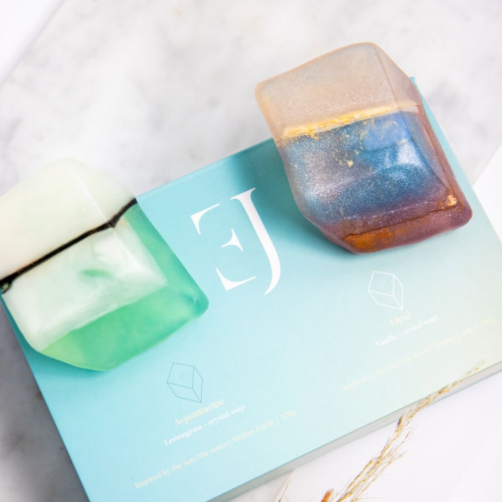 Gift set crystal soaps - Aquamarine & Opal