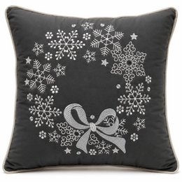Grey Snowflake with Bow – Cushion Cover / Kussenhoes – Christmas 45×45 cm – Urbane Hide