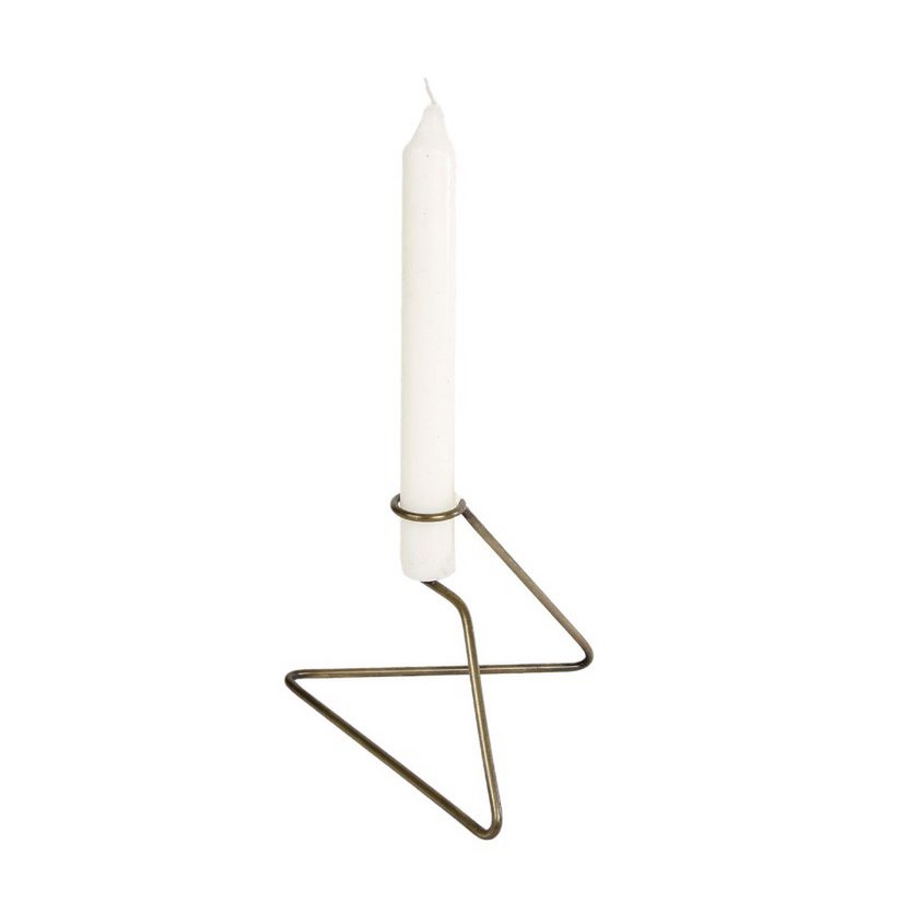 Abstract golden metal candle holder