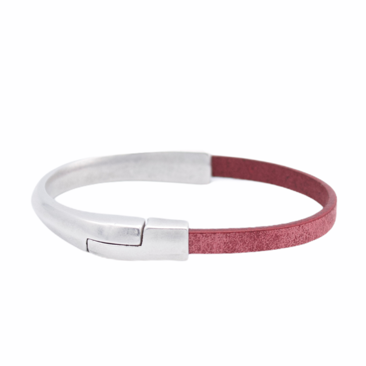 AMACAYACÚ (zilver) leren armband met magnetische sluiting