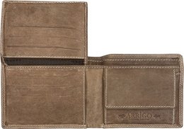 Arrigo men's wallet in Billfold model of cognac-colored buffalo leather
