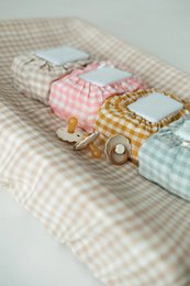 Coperchio di pad che cambia il pannolino Tisu, Gingham rosa