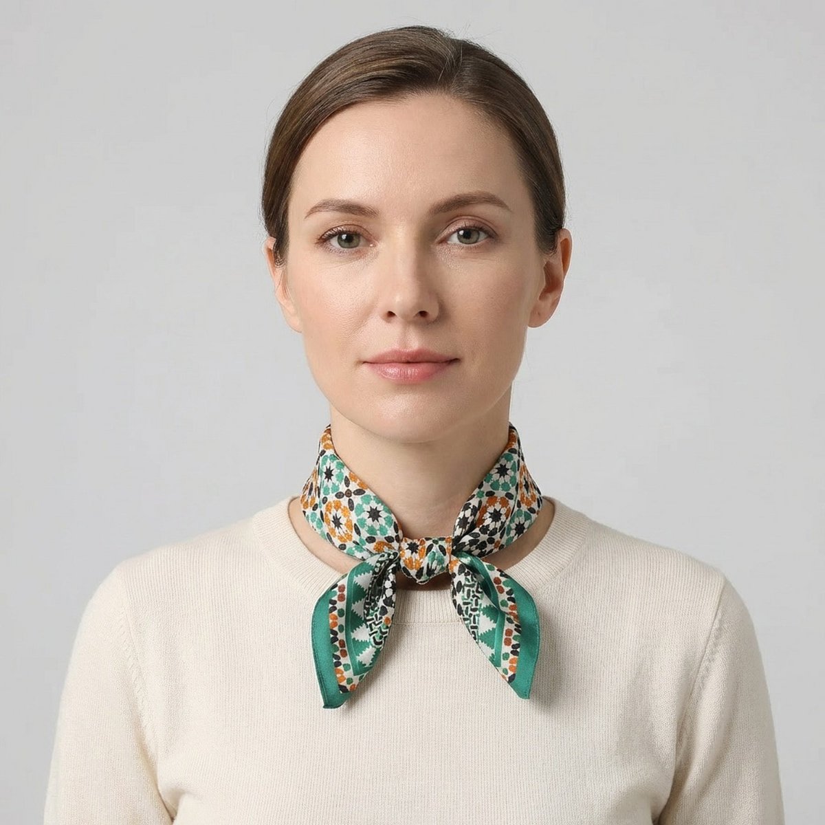 Green Square Silk Scarf Sabika