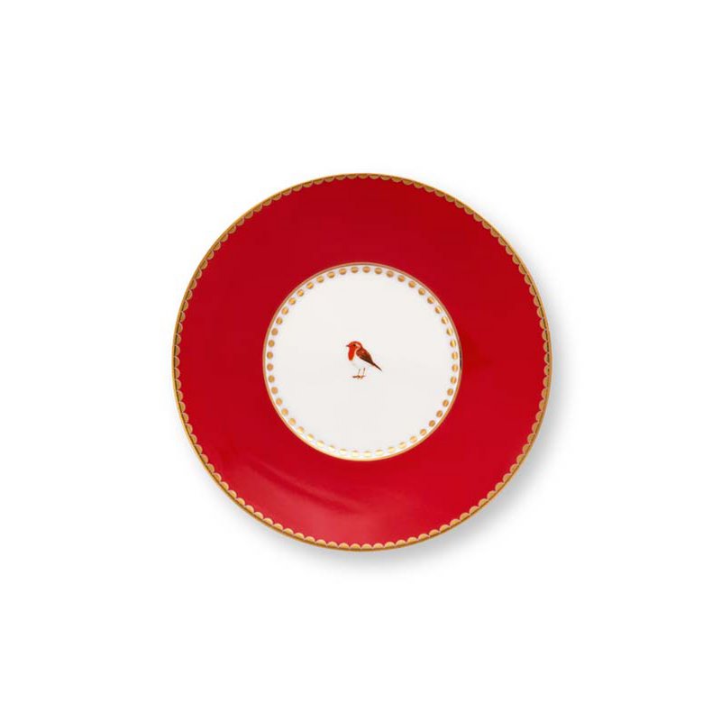 Espresso Cup & Saucer Love Birds Stripes Red-Pink 125ml