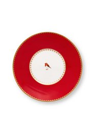 Espresso Cup & Saucer Love Birds Stripes Red-Pink 125ml