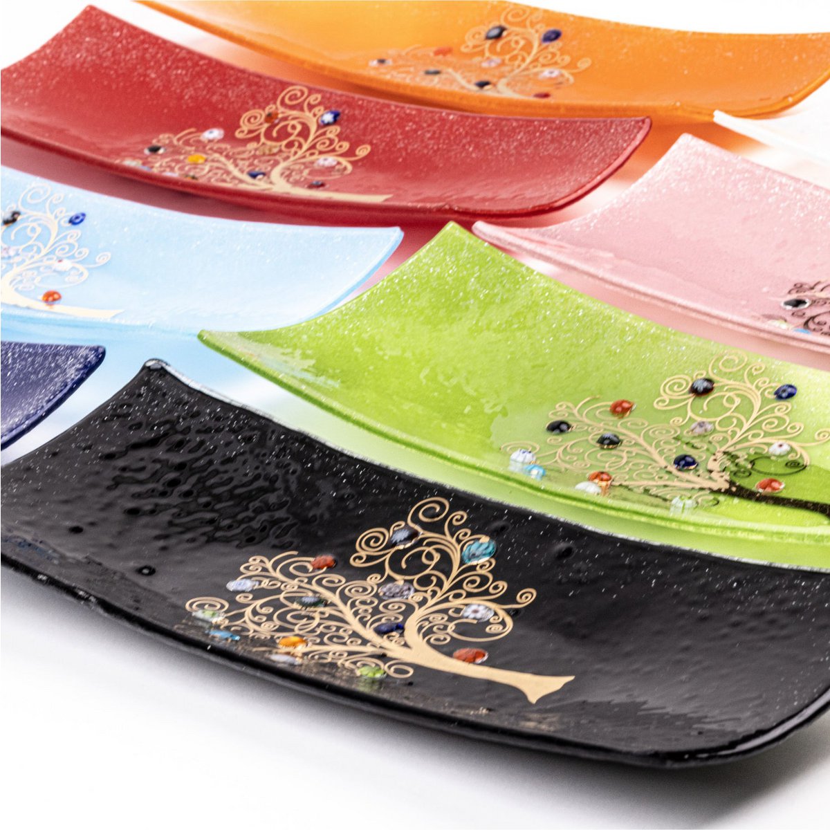 Rechthoekige murano glazen plaat, cadeau -idee, gunsten, boomdecoratie cm cm.30x13