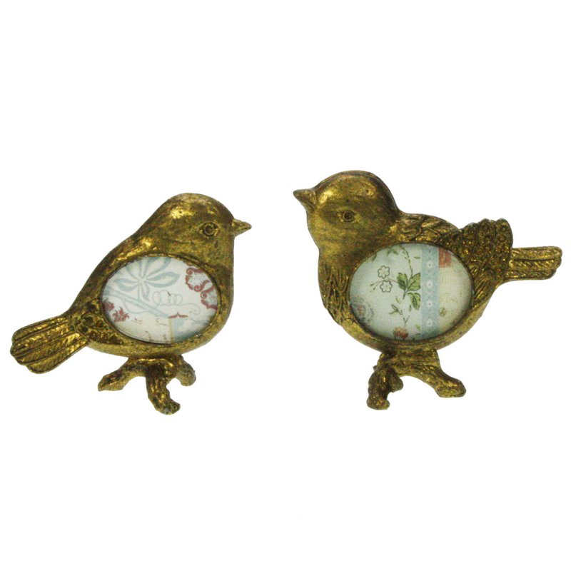 Photo frame bird mini 2 ass. ant. gold color