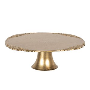 Cake plateau on foot Ø 32x10 cm gold -colored plastic etagère