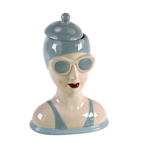 Badelady blik, blauw, aardewerk, 19x12x26 cm