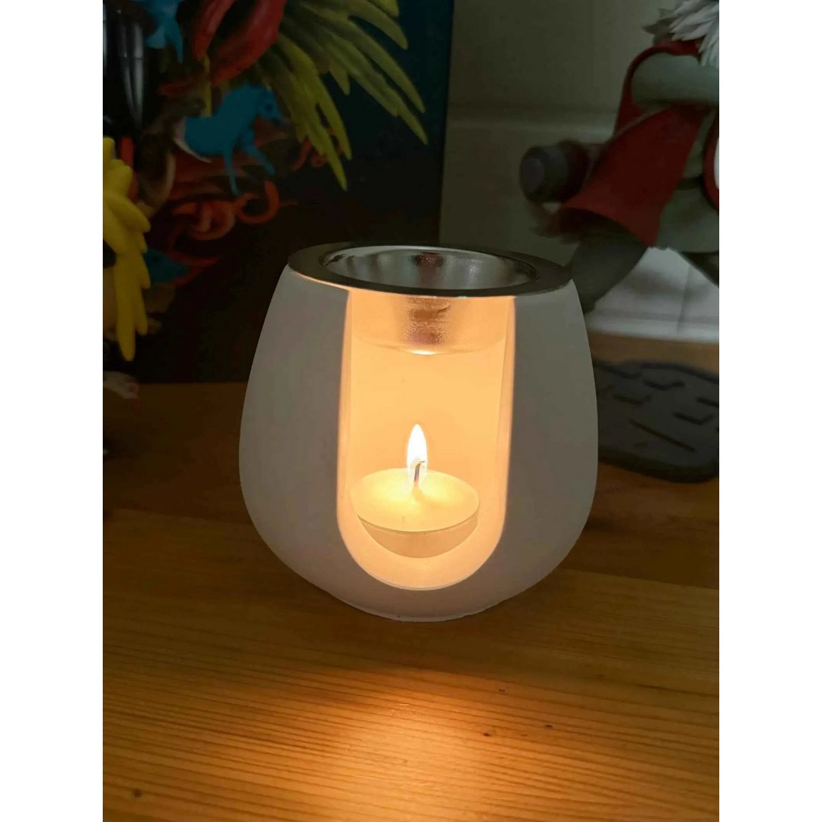 LAVURI® Wax Melter made of cast ceramic, tealight + white metal pot, wax melts not included