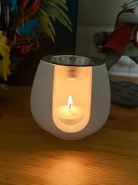 LAVURI® Wax Melter made of cast ceramic, tealight + white metal pot, wax melts not included