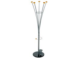 Coat rack Alco silver metal 5 hooks, incl. umbrella stand 188x38cm