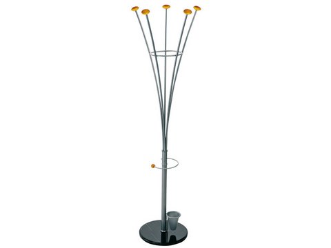 Garderobe Alco Silber Metall 5 Haken, inkl. Schirmständer 188x38cm