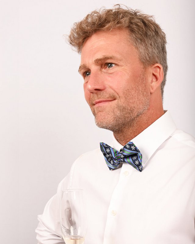 Bowtie - Blue with stripes and snowflakes