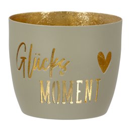 Windlicht Glücksmoment 3-sort. beige; creme; grau, VE 9