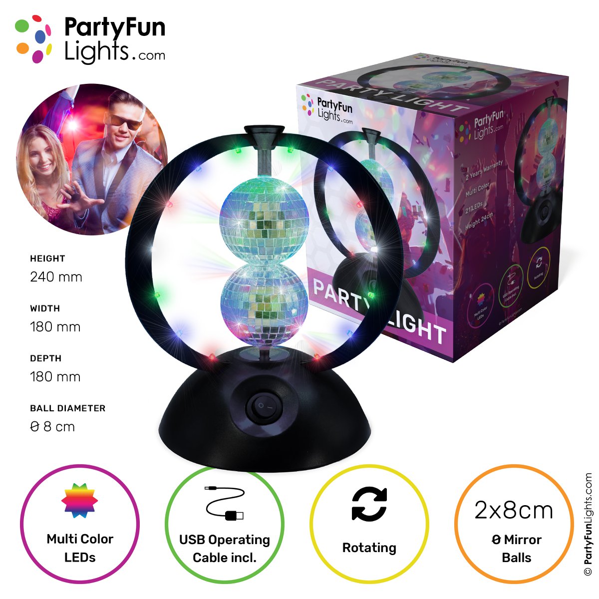 Bola de discoteca con espejo giratorio, color negro, luz LED, iluminación para fiestas, lámpara de discoteca, para niños