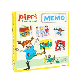  Colorful board game with Pippi Longstocking characters and various illustrated icons. Includes memory game elements.