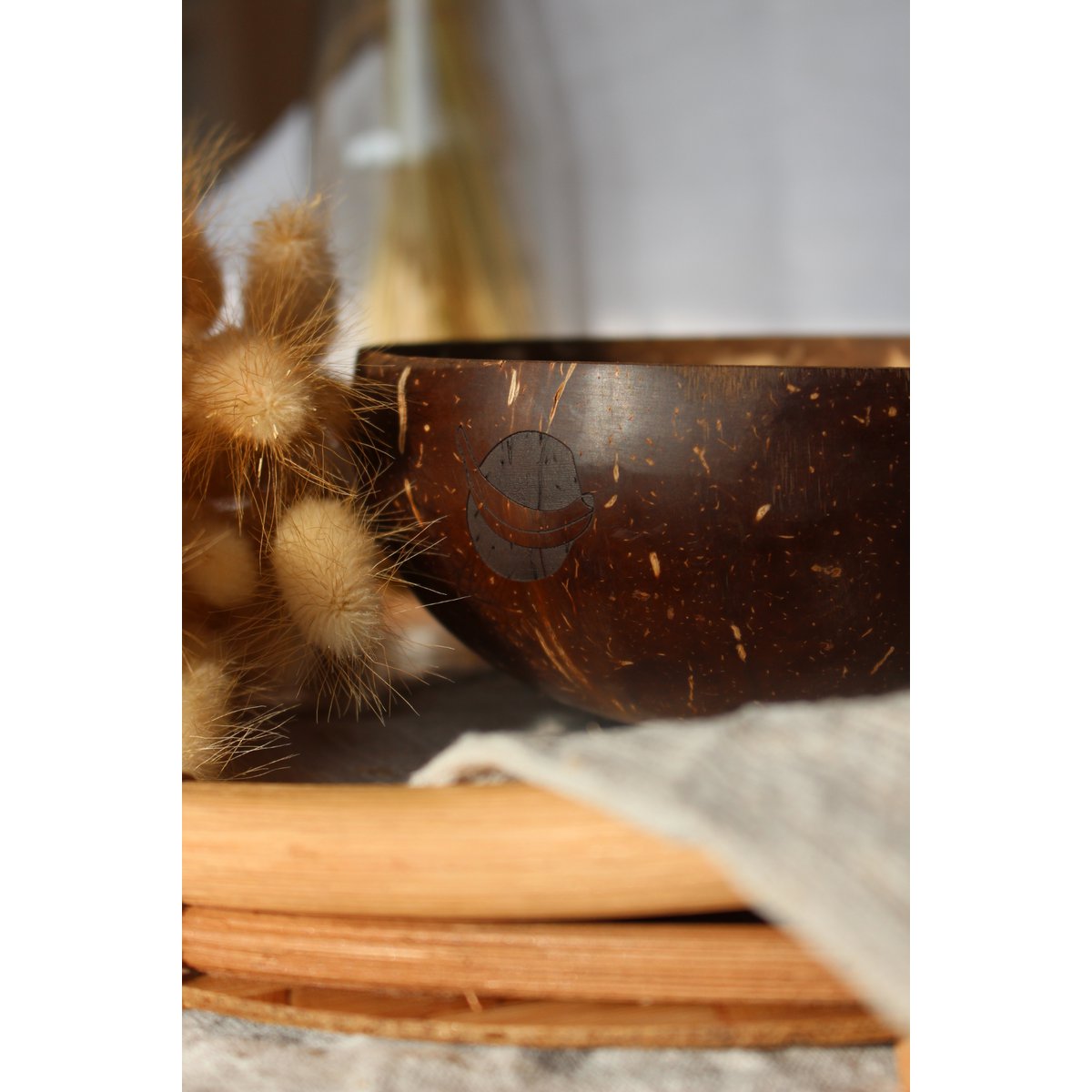 Coconut shell made from polished coconut