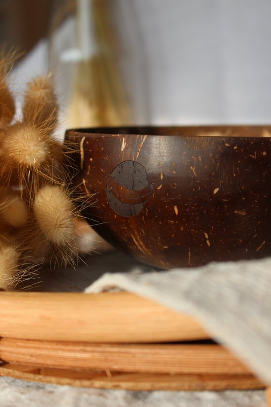 Coconut shell made from polished coconut