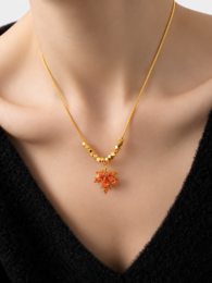 Herfst esdoorn stenen hanger ketting