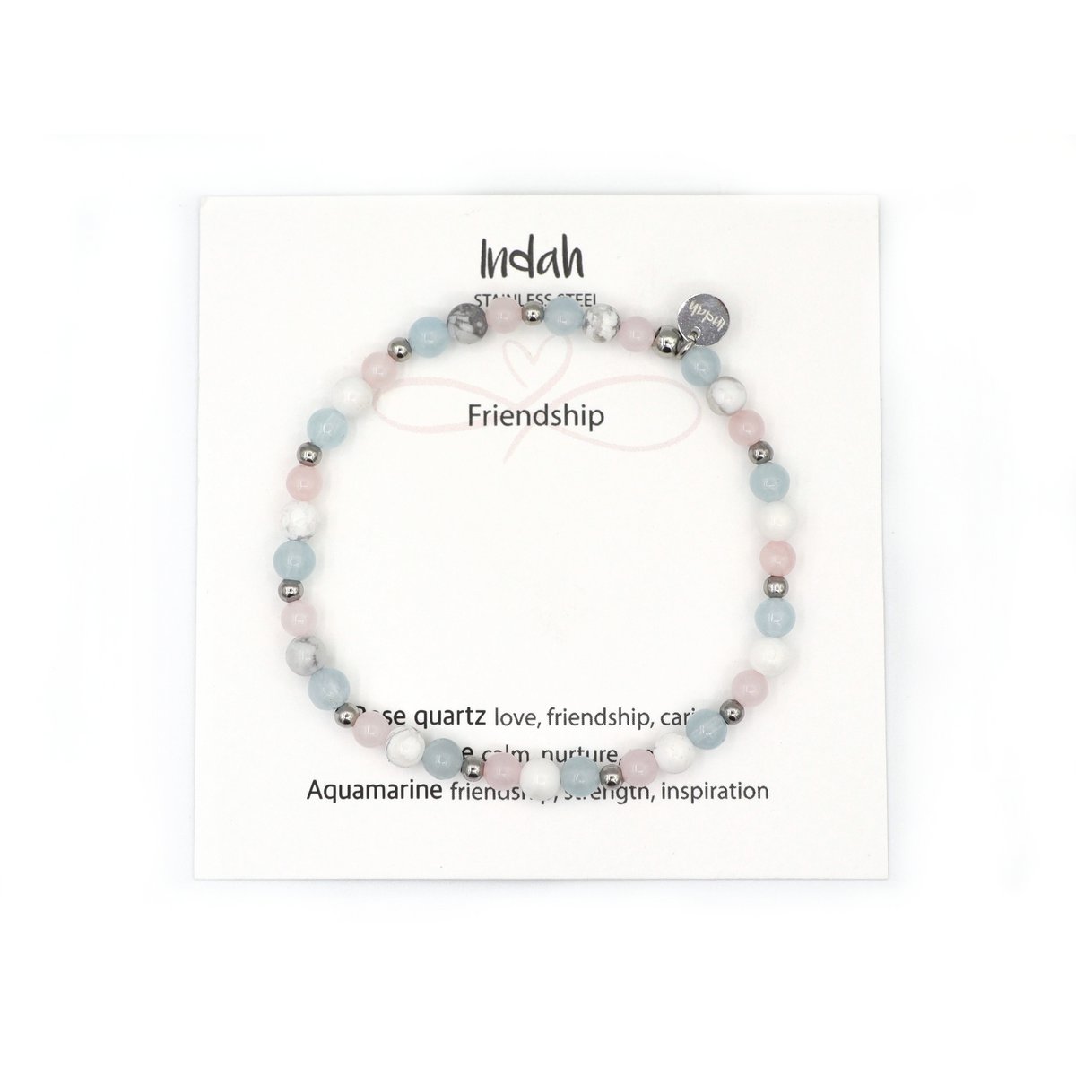 Natuursteen armband friendship, zilver en goud