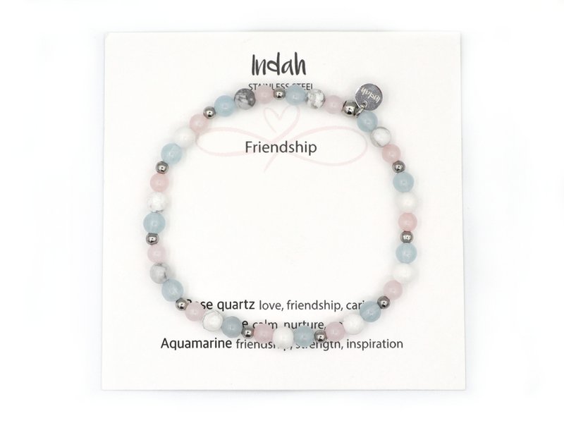Natuursteen armband friendship, zilver en goud