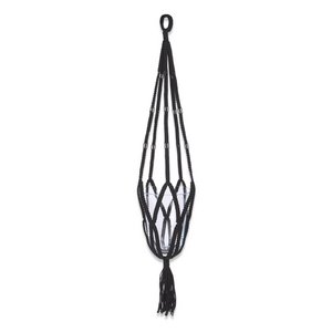 Macrame pothouder hangend zwart