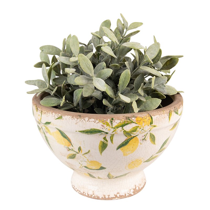 Flowerpot Ø 21x14 cm Yellow Ceramic Lemon Flowerpot Indoor