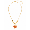 Fiery Orange Crystal Maple Leaf Necklace