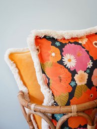 Bolster with fringe "Picnic with Flowers"