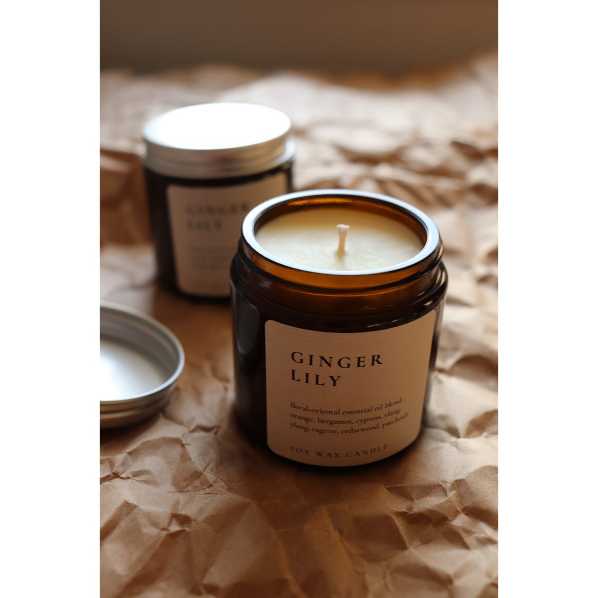 GINGER LILY, natürliche Sojawachskerze mit ätherischen Ölen