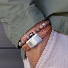 Set di bracciali da uomo 'Charm cognac'