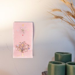 Havered rechteckige Wanduhr, in Murano -Glas, Geschenkidee, Gefälligkeiten, goldener Dekorationsbaum des Lebens