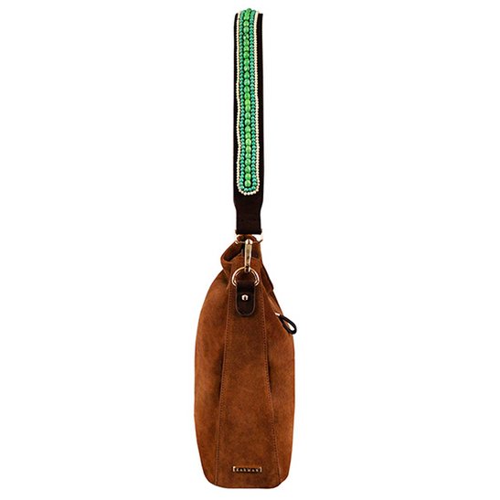BOHO IBIZA BAG - Mint Ivory shoulder strap (70cm) + Suede bag (Cognac)