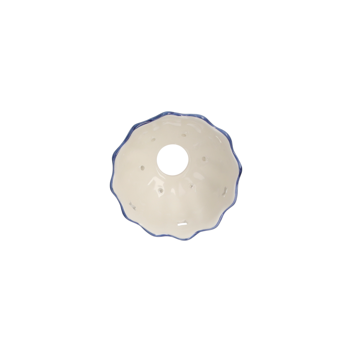 Gerippte Lampenschirmkuppel mit blauem Dekor, D 11 cm