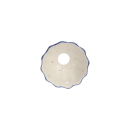 Gerippte Lampenschirmkuppel mit blauem Dekor, D 11 cm