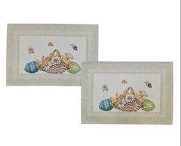 Osterfrühstücks-Tischset mit farbigen Gobelin-Eiern
