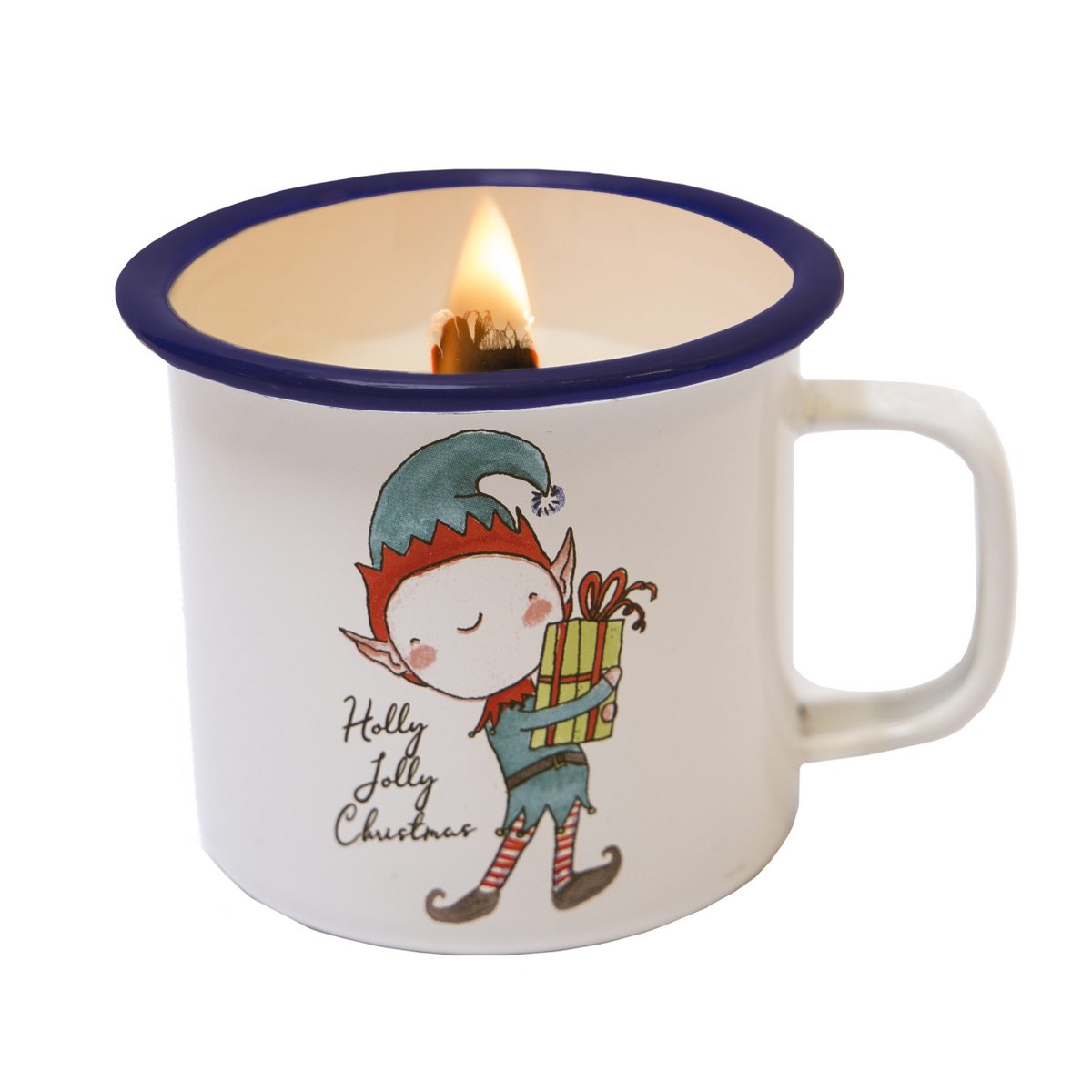 CANDLE IN A CUP ELF CHRISTMAS - HAPPY XMAS