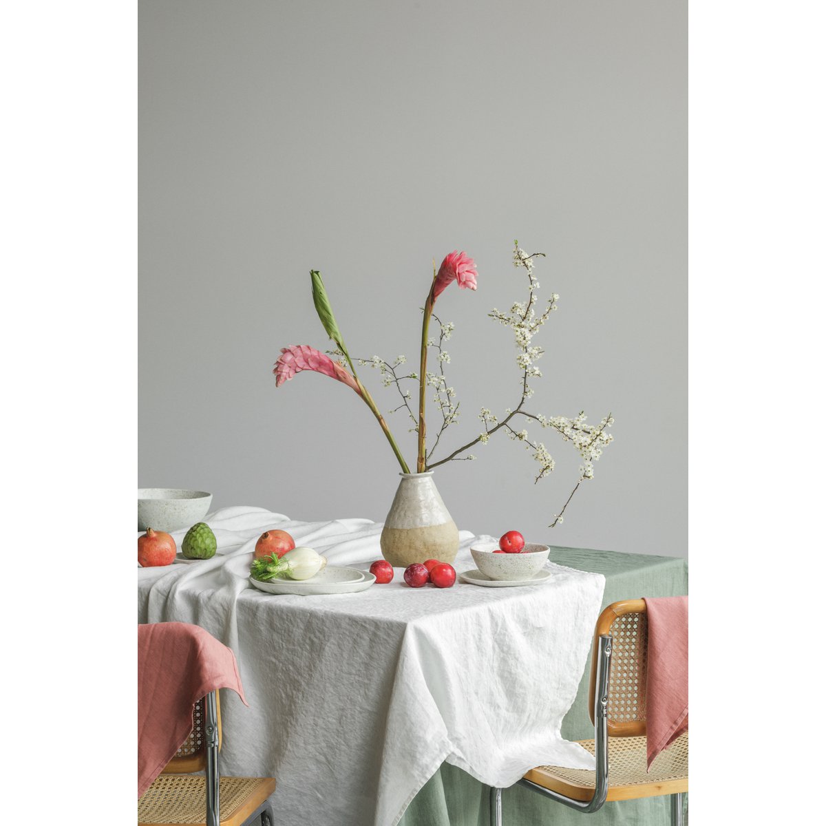 Linnen Tafelkleed Gebroken Wit (250x145 cm)
