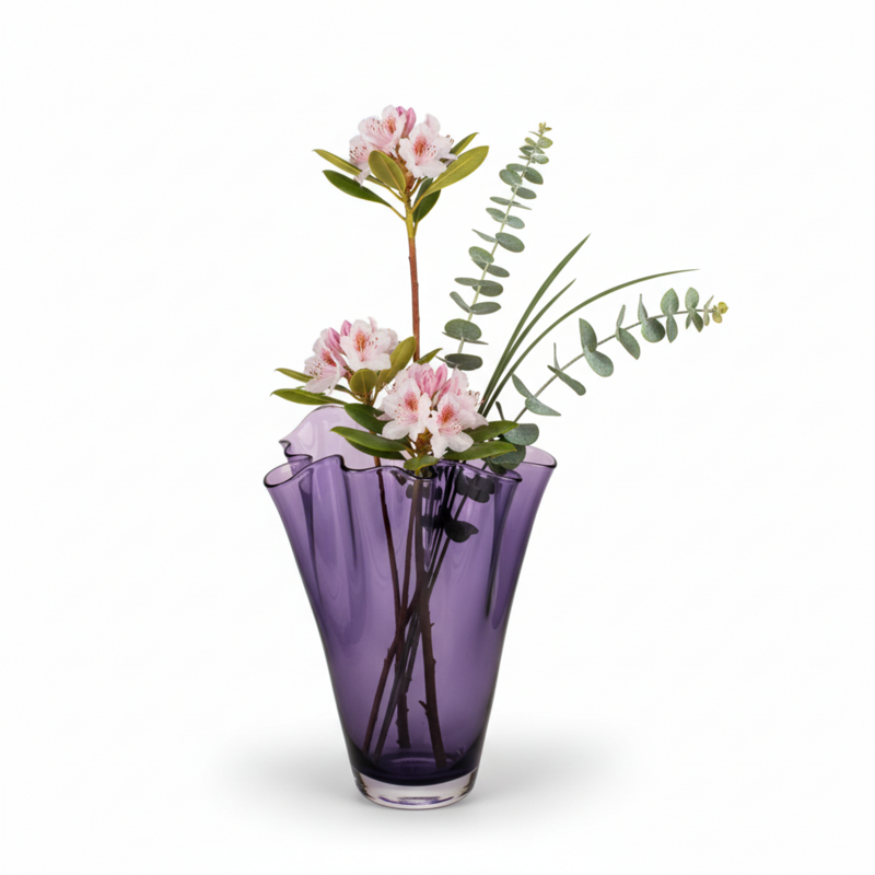 Vase glas bølget violet glas vase bord vase lilla