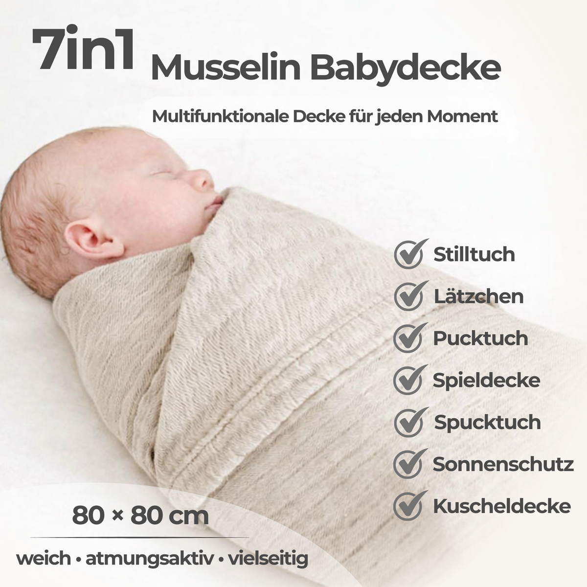 Ivory 4 in 1 Muslin Baby Blanket