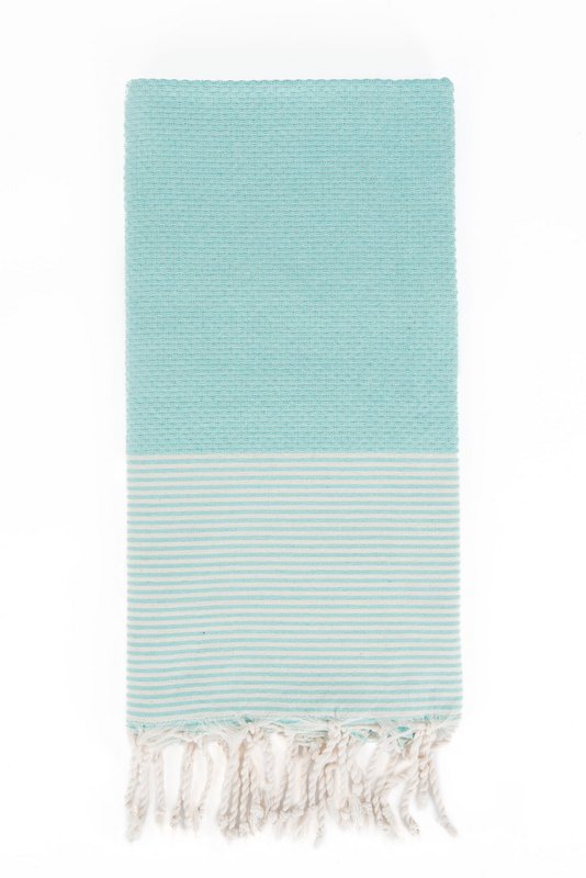 Asciugamano Hammam Fouta Waffle Stripes - Menta - 100x200cm