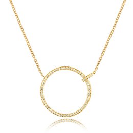 Large circle necklace with diamonds, 18K yellow gold