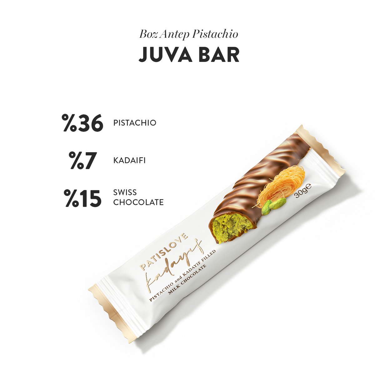 Pistache & kadi 4 millik chocolade, 30 g